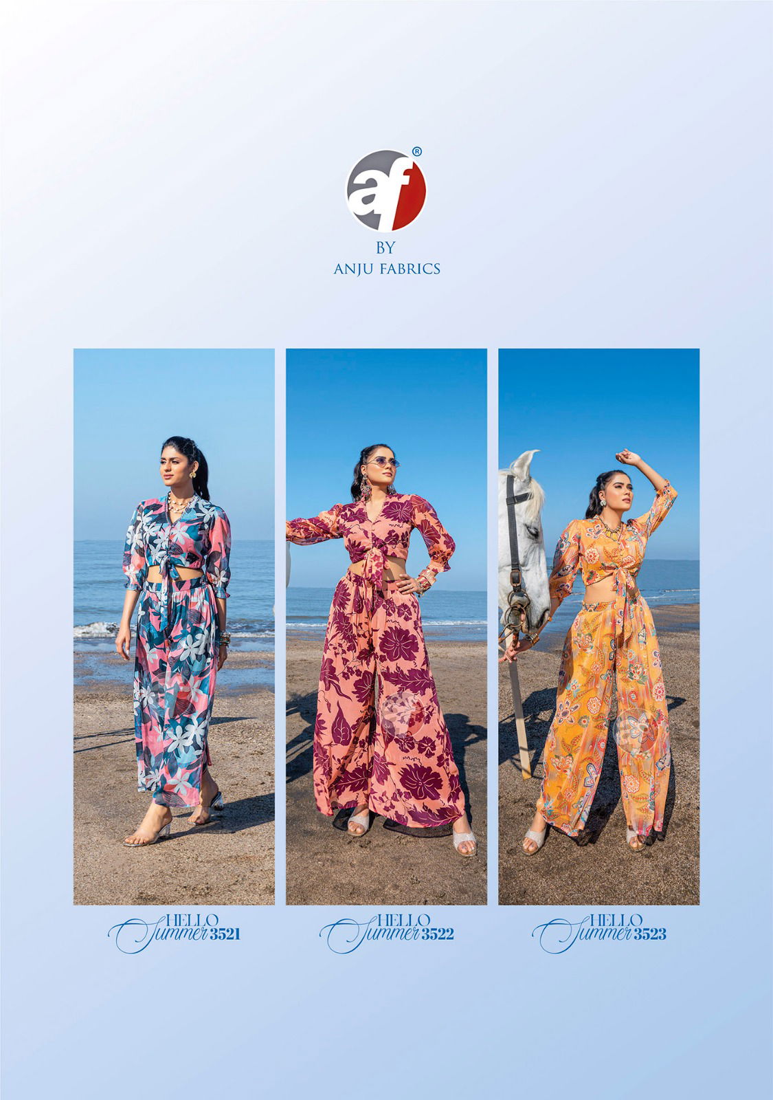 Hello Summer By Af Fancy Designer Ladies Crop Top With Palazzo Wholesale Clothing Suppliers In India
